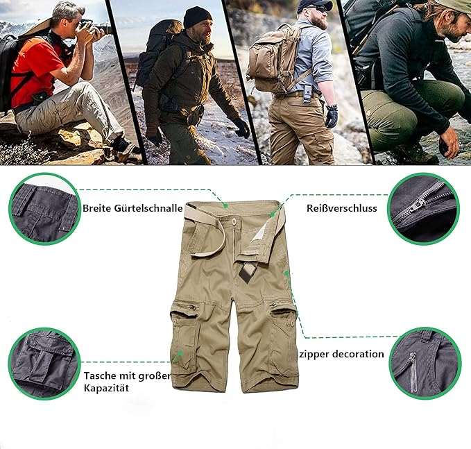 Pantaloni scurti crem cargo pentru barbatii, usori, respirabili, 32 [3]