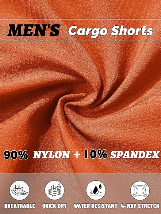 Pantaloni scurti portocalii cargo pentru barbatii, usori, respirabili, 34 [6]