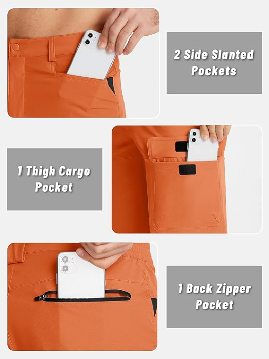 Pantaloni scurti portocalii cargo pentru barbatii, usori, respirabili, 34 [5]