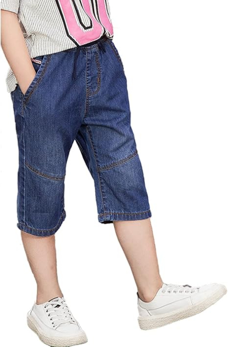 Pantaloni scurti blugi pentru baieti, talie elastica 120 cm [2]