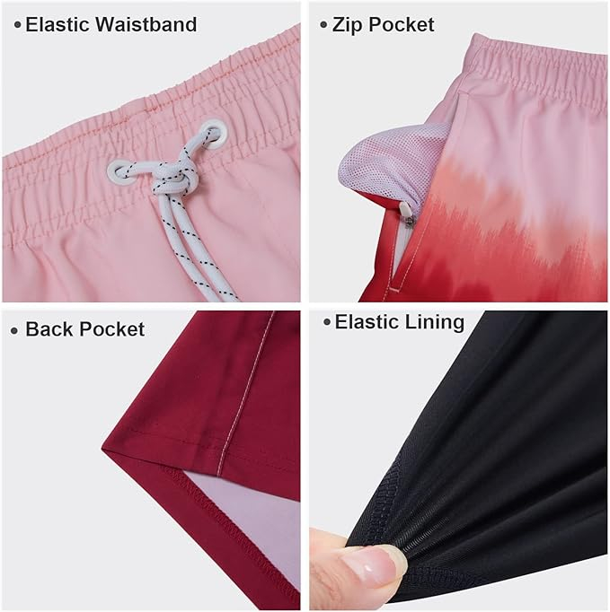 Pantaloni scurti de inot pentru barbatii, cu dublura, rosii XL [5]