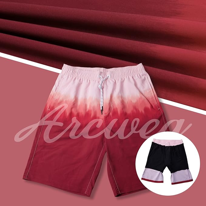 Pantaloni scurti de inot pentru barbatii, cu dublura, rosii XL [4]