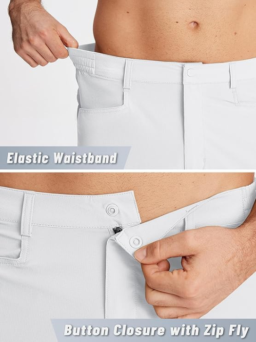 Pantaloni scurti albi cargo pentru barbatii, usori, respirabili, 34 [4]