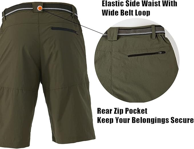 Pantaloni scurti cu uscare rapidă, elastici, funcționali, impermeabili, cu centură elastică, verde 38 [7]