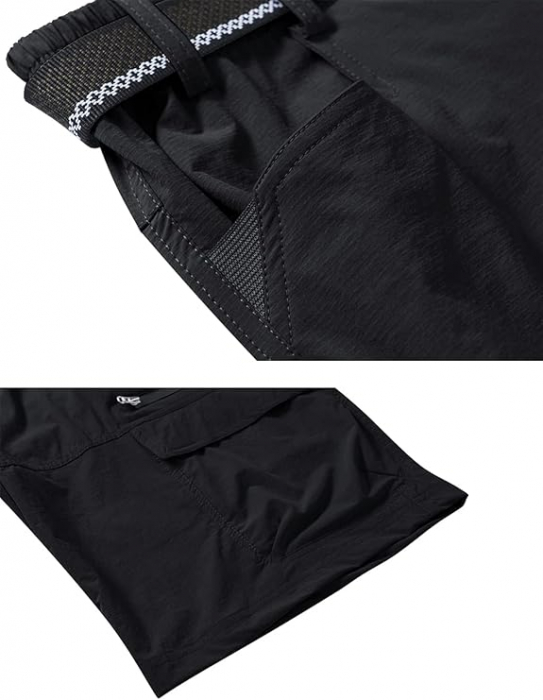 Pantaloni scurti cu uscare rapidă, elastici, funcționali, impermeabili, cu centură elastică, negru 38 [3]