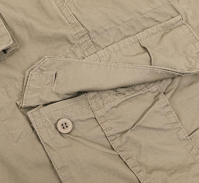 Pantaloni scurti de vară pentru bărbați, din twill cu mai multe buzunare relaxate casual kaki 34 [4]