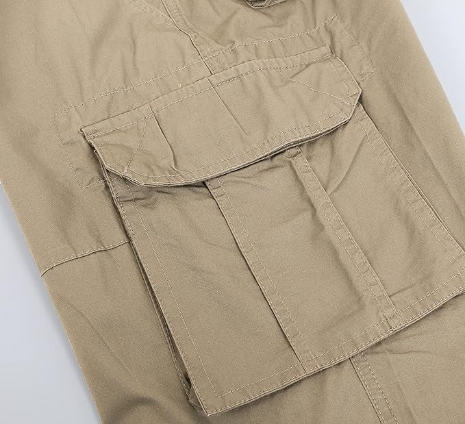Pantaloni scurti de vară pentru bărbați, din twill cu mai multe buzunare relaxate casual kaki 34 [3]
