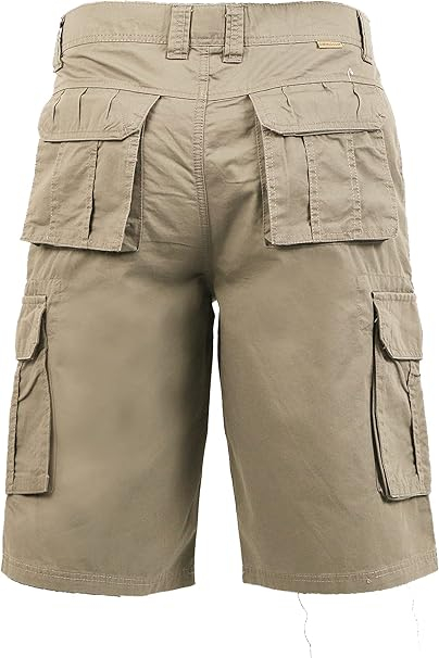 Pantaloni scurti de vară pentru bărbați, din twill cu mai multe buzunare relaxate casual kaki 34 [5]