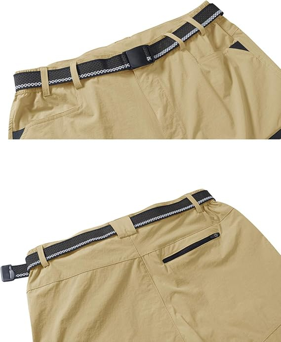 Pantaloni scurti cu uscare rapidă, elastici, funcționali, impermeabili, cu centură elastică, kaki 34 [2]