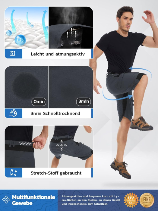 Pantaloni de ciclism MTB pentru bărbați, căptușiți și cu uscare rapidă, gri închis, S [3]