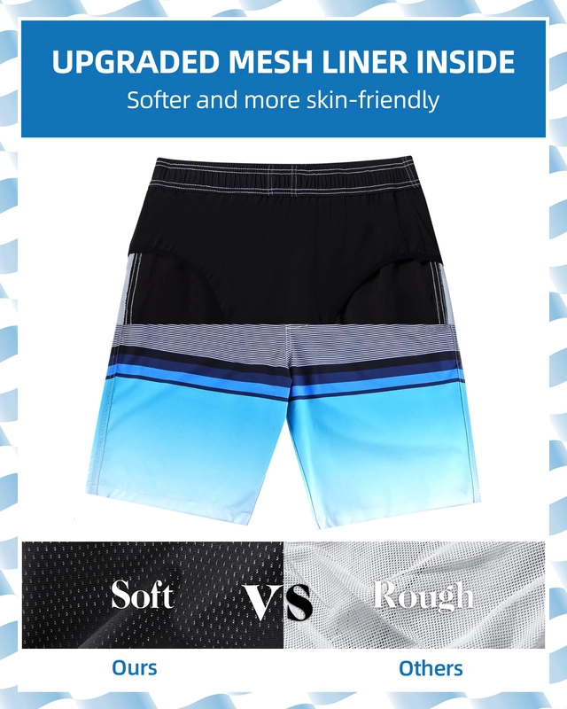 Pantaloni scurti de inot pentru barbatii, cu dublura, albastri degrade M [4]