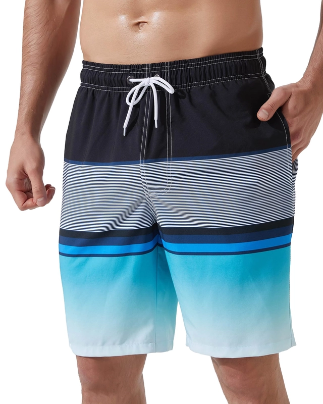 Pantaloni scurti de inot pentru barbatii, cu dublura, albastri degrade 2XL [2]