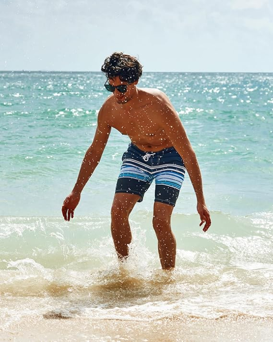 Pantaloni scurti de inot pentru barbatii, cu dublura, albastri S [3]