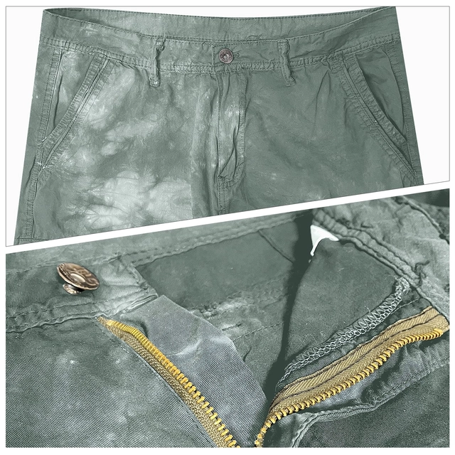 Pantaloni scurti de vară pentru bărbați, din twill cu mai multe buzunare verde L, 36 [4]