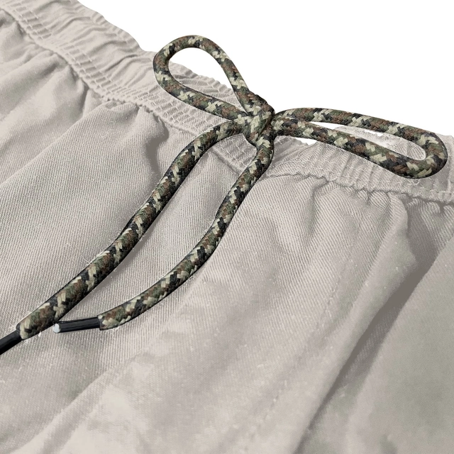 Pantaloni scurti de vară pentru bărbați, din twill cu mai multe buzunare crem XL [4]