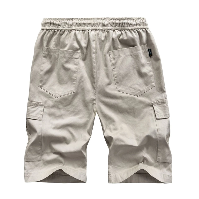 Pantaloni scurti de vară pentru bărbați, din twill cu mai multe buzunare crem XL [2]