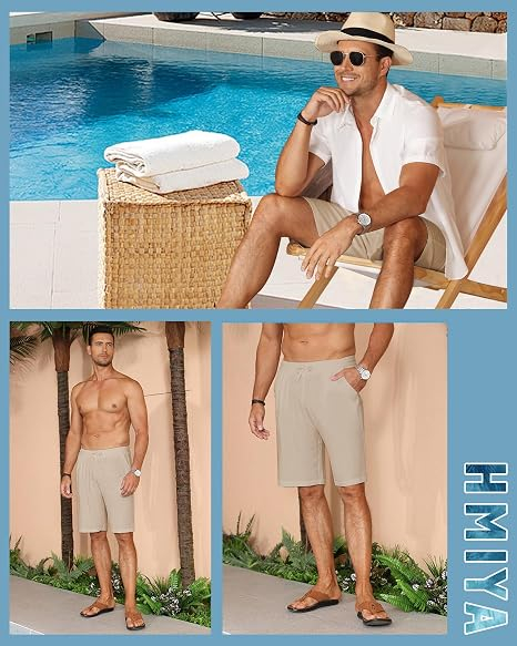 Pantaloni scurti crem cargo pentru barbatii, usori, respirabili, 2XL [5]