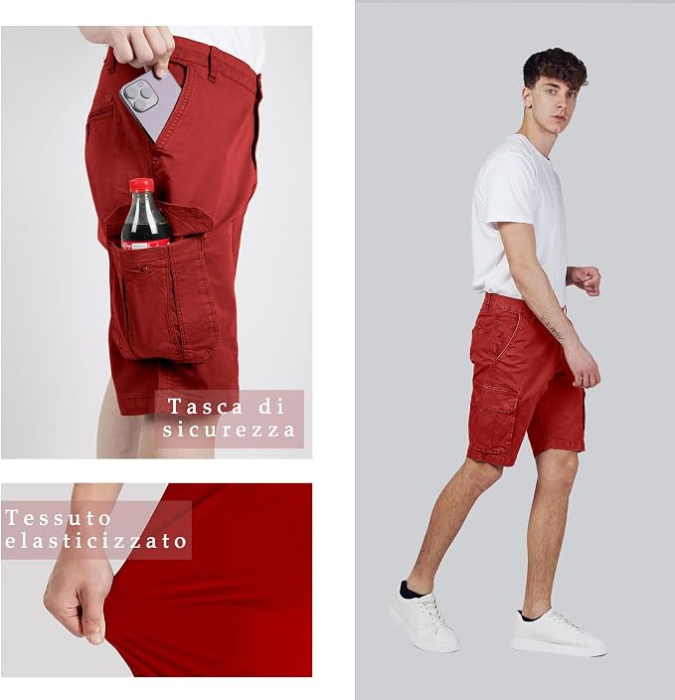 Pantaloni rosii de Drumeție Bărbați Cargo, Ripstop, Elastici, Respirabili, Quick Dry, 44 [2]