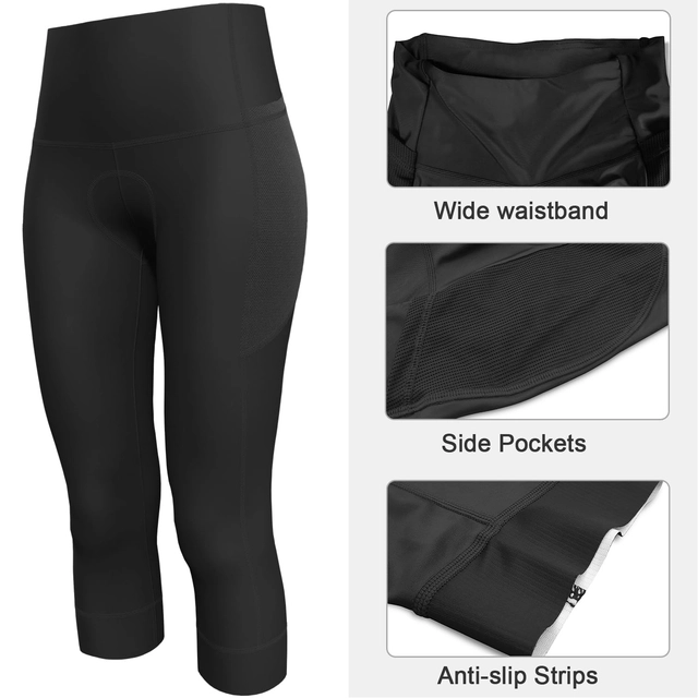 Pantaloni scurți de ciclism pentru femei, cu buzunar, cu talie înaltă, elastic, mărimea XS, negru [4]