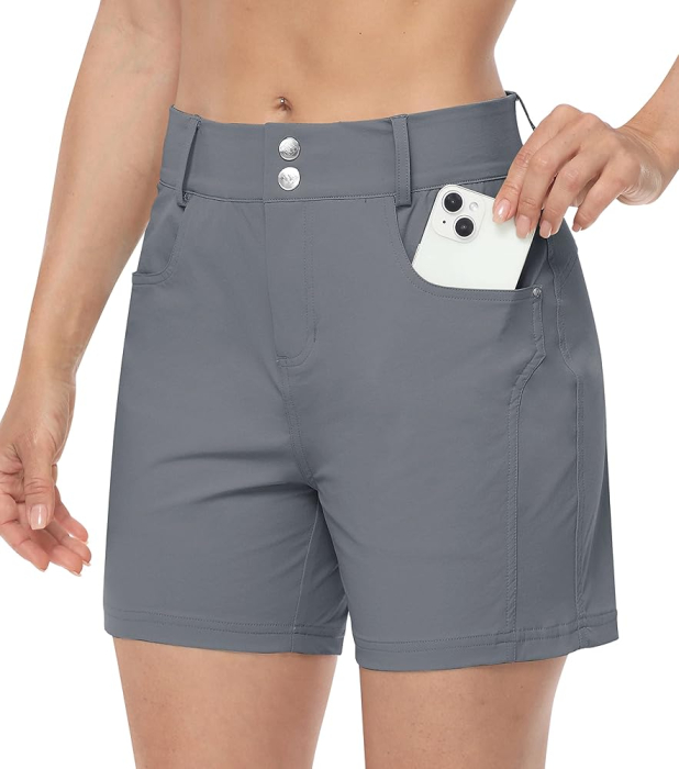 Pantaloni scurti respirabili pentru femei, cu 3 buzunare, gri 34 [1]