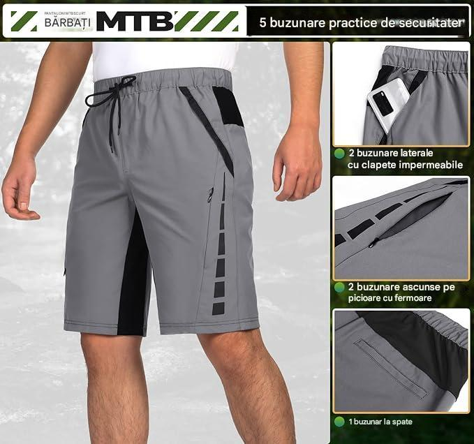 Pantaloni scurti sport pentru barbatii, usori, 5 buzunare, gri L [3]
