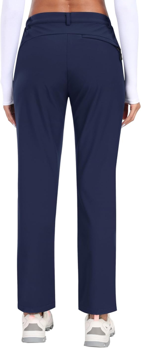 Pantaloni iarna femei, softshell, impermeabili, captusiti flee, camping, drumeții 2XL albastri [3]