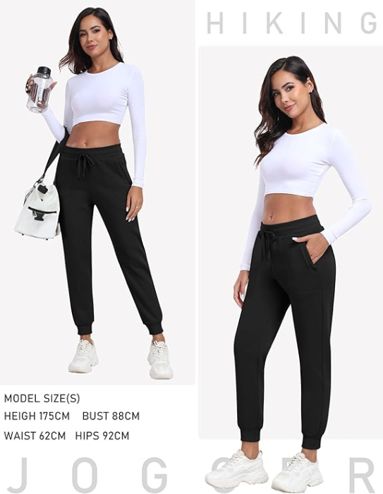 Pantaloni sport lungi respirabili pentru femei, negru 2XL [6]