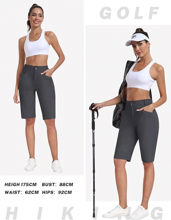 Pantaloni sport respirabili pentru femei, cu 4 buzunare, gri inchis M [5]