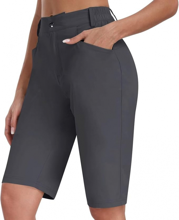 Pantaloni sport respirabili pentru femei, cu 4 buzunare, gri inchis M [2]