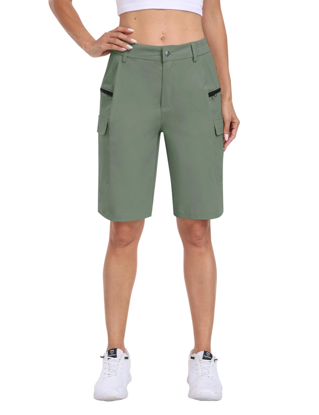 Pantaloni sport respirabili pentru femei, cu 4 buzunare, verzi L [2]