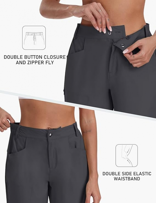 Pantaloni sport respirabili pentru femei, cu 4 buzunare, gri inchis M [4]