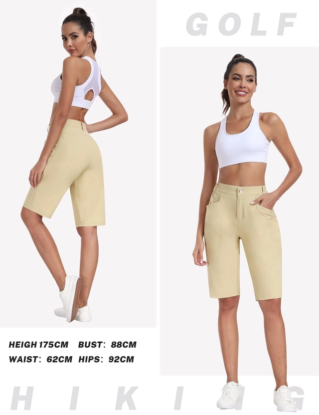Pantaloni sport respirabili pentru femei, cu 4 buzunare, kaki XL [4]