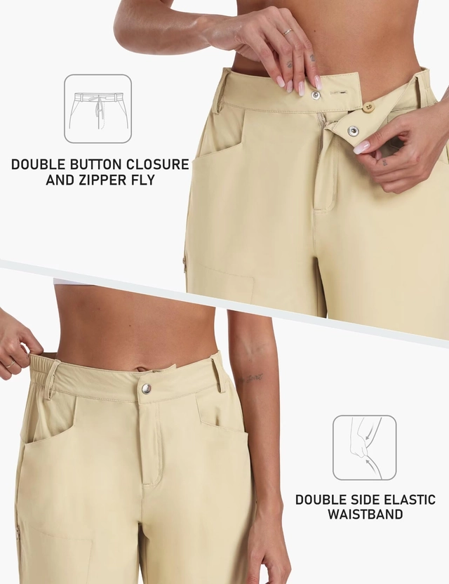 Pantaloni sport respirabili pentru femei, cu 4 buzunare, kaki 2XL [3]
