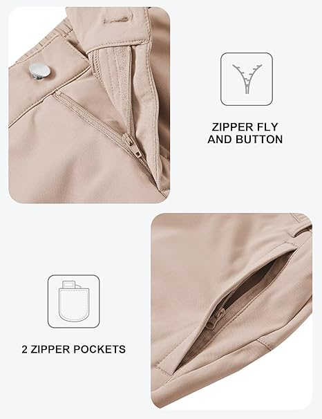 Pantaloni sport respirabili pentru femei, cu 4 buzunare, talie elastica, kaki XS [5]