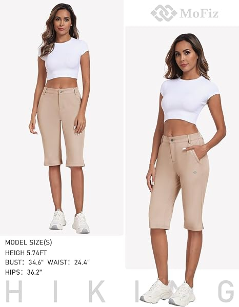 Pantaloni sport respirabili pentru femei, cu 4 buzunare, talie elastica, kaki XS [6]