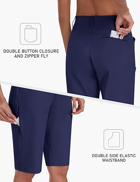 Pantaloni sport respirabili pentru femei, cu 4 buzunare, albastru inchis 2XL [3]