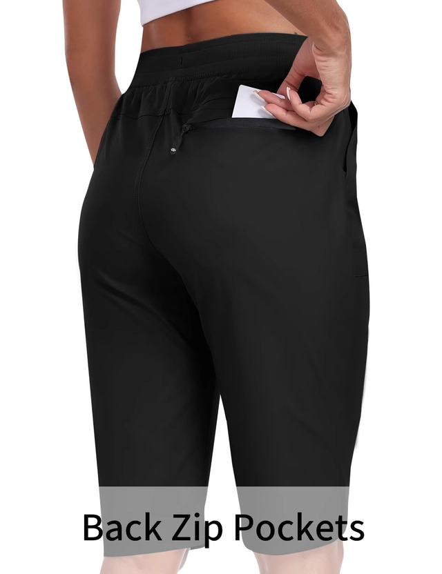 Pantaloni sport respirabili pentru femei, cu 3 buzunare, negri L [3]