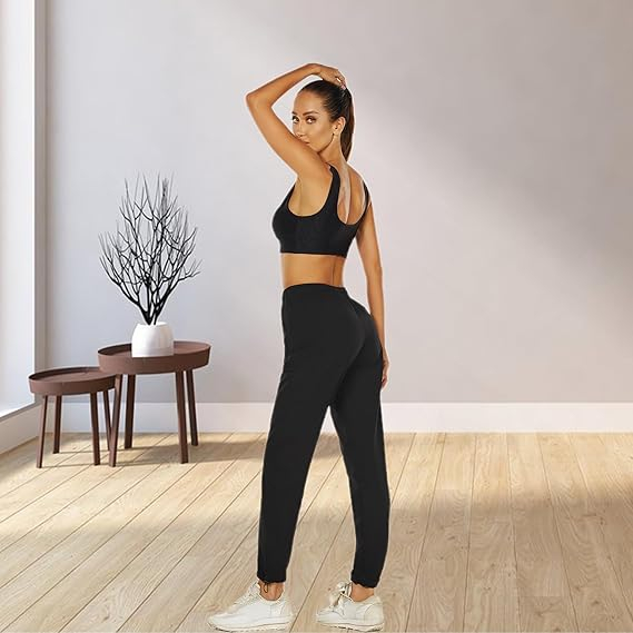 Pantaloni sport respirabili pentru femei, cu buzunare, uscare rapida, negri L [4]