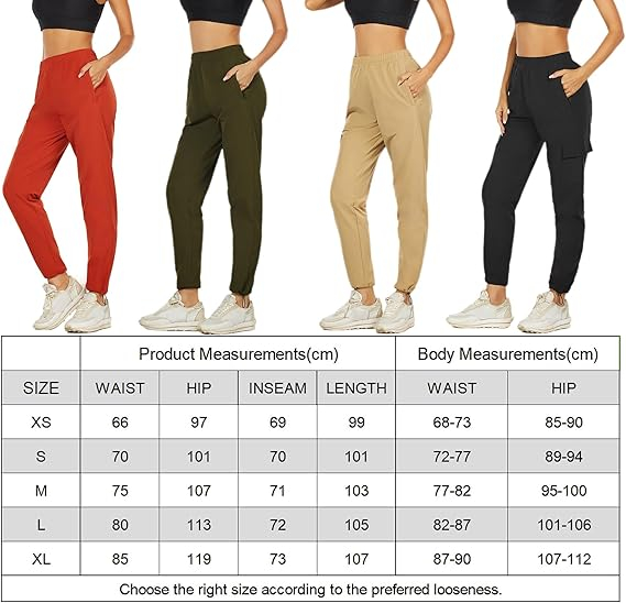 Pantaloni sport respirabili pentru femei, cu buzunare, uscare rapida, negri L [7]