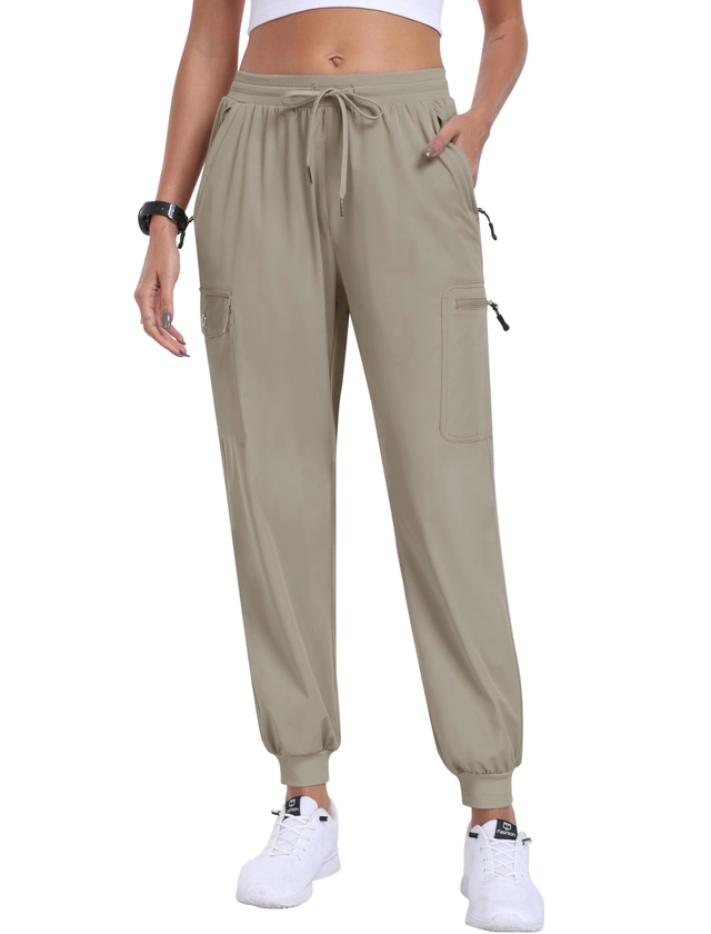 Pantaloni sport respirabili pentru femei, cu buzunare si snur in talie,gri L [1]