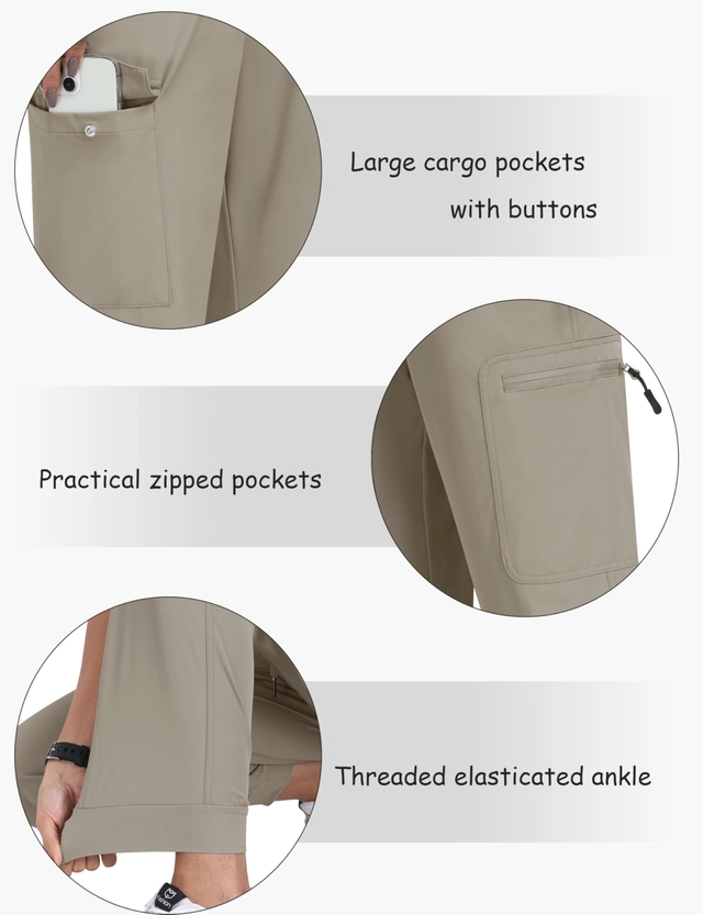 Pantaloni sport respirabili pentru femei, cu buzunare si snur in talie,gri L [4]