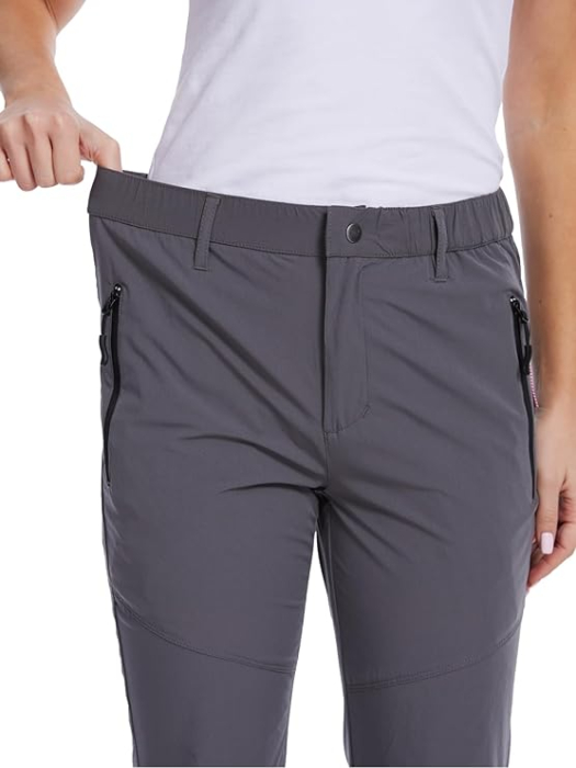 Pantaloni sport respirabili pentru femei, cu buzunare si talie elastica, Gri 3XL [4]