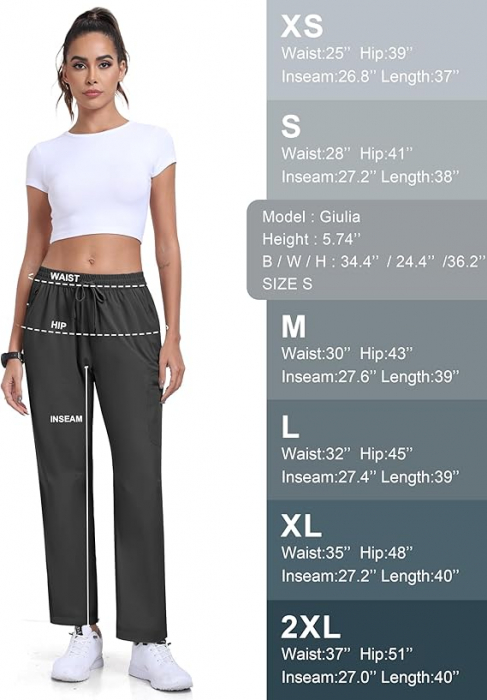 Pantaloni sport respirabili pentru femei, cu buzunare si snur in talie, Gri L [6]