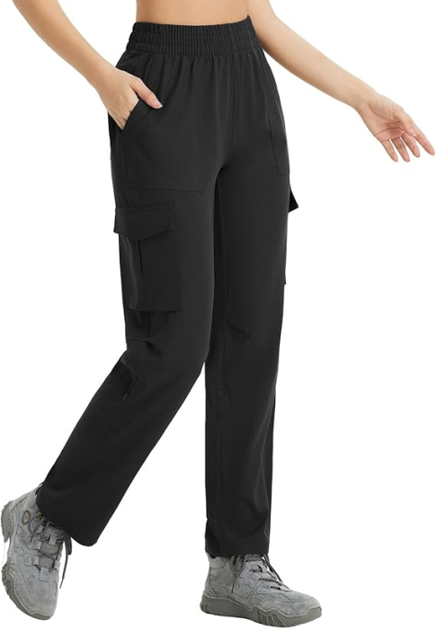 Pantaloni sport respirabili pentru femei, cu buzunare, impermeabili XS [7]