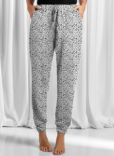 Pantaloni sport respirabili pentru femei, Albi cu model leopard 2XL [3]