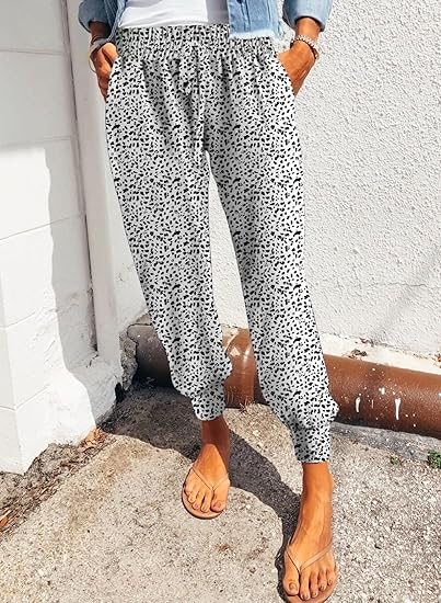 Pantaloni sport respirabili pentru femei, Albi cu model leopard 2XL [2]