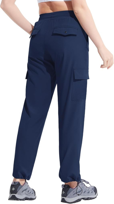 Pantaloni sport respirabili pentru femei, cu buzunare si talie elastica, lungi albastru M [5]