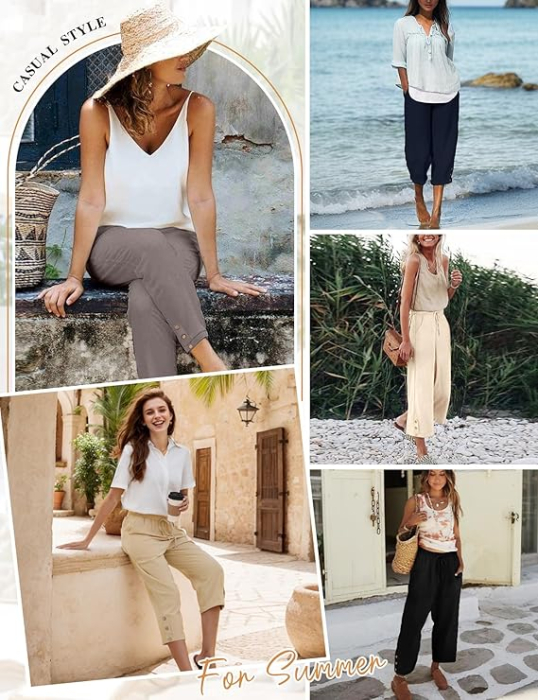 Pantaloni sport respirabili pentru femei, cu buzunare si talie elastica, 3/4  S [6]