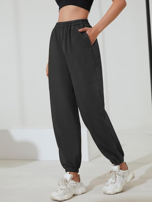 Pantaloni sport respirabili pentru femei, largi, talie elastica, Gri L [3]