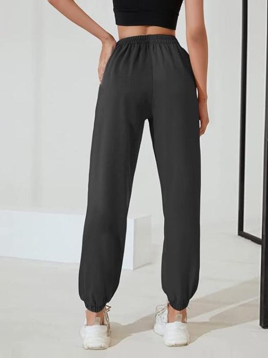 Pantaloni sport respirabili pentru femei, largi, talie elastica, Gri L [4]